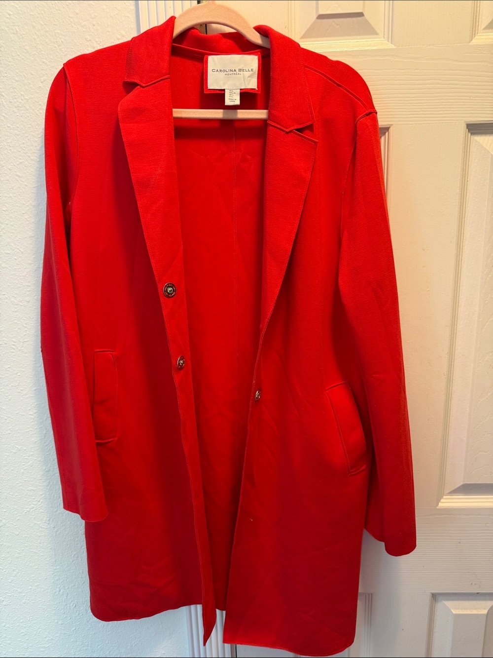 Carolina Belle Vibrant Red Open-Front Blazer